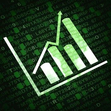  Business graph and chart with arrow going up - green background Business ... Stock Photos