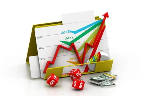 Business graph and chart in folder. Stock Illustration