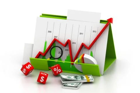 Business graph and chart in folder. Stock Illustration