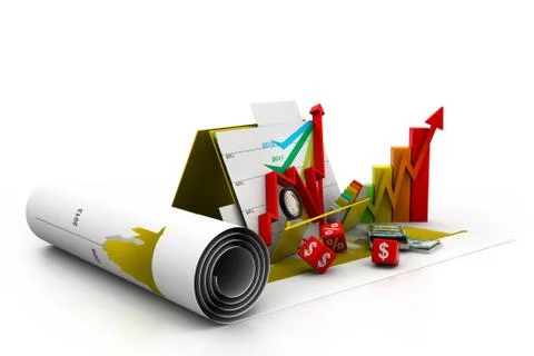Business graph and chart in folder. Stock Illustration