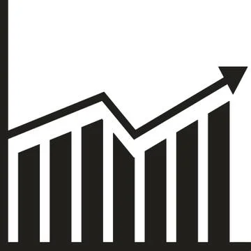 Business graph and chart growing up in black on a white background. vector Stock Illustration
