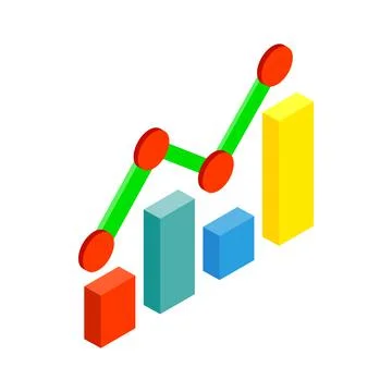 Business graph and chart icon, isometric 3d style Illustrazione stock