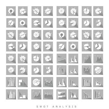 Business Graph and Chart Set of SWOT Analysis Matrix A Structured Planning Me Illustrazione stock