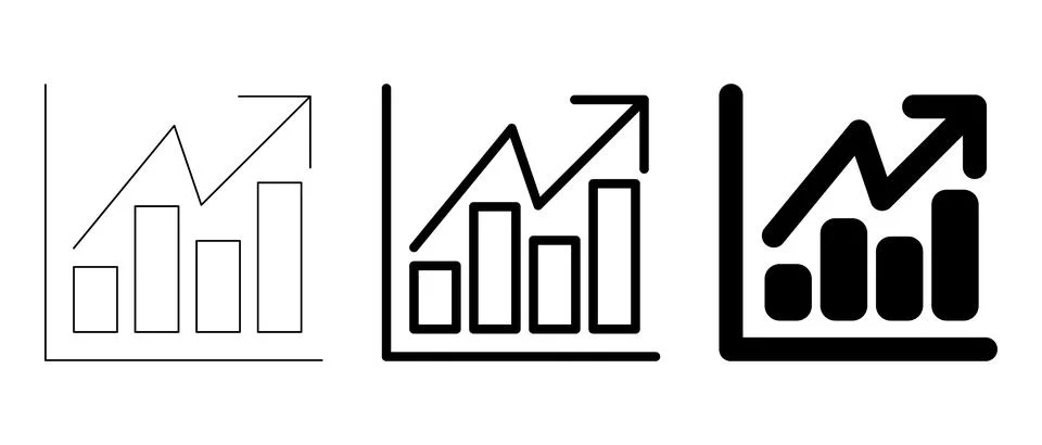 Business graph and chart vector set. Minimalist icons for data analysis Illustrazione stock