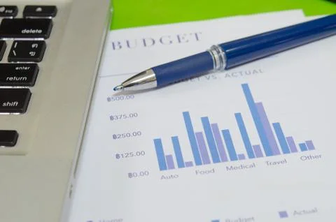 Business Graph and computer Stock Photos