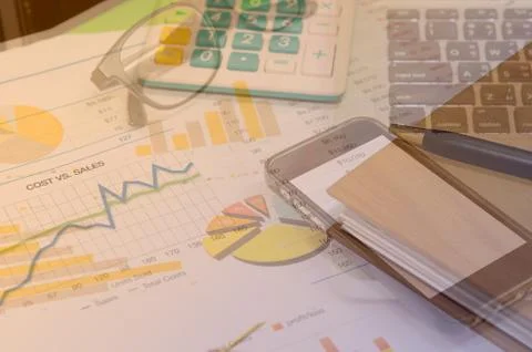 Business Graph and computer Stock Photos