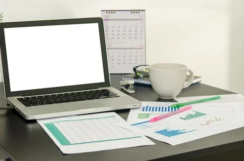 Business Graph and computer Stock Photos