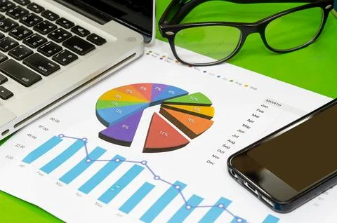 Business Graph and computer Stock Photos