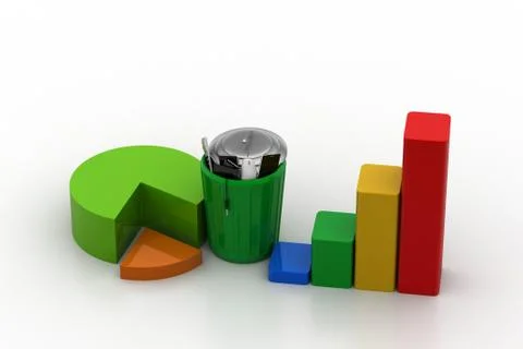 Business graph and trash box Free Stock Illustration
