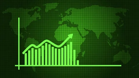 Business Graph Animation on World Map Background 動画素材 309886144