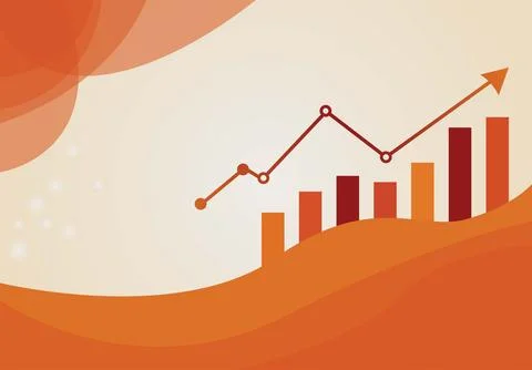Business graph with arrow. business graph on orange background. Stock-Illustration