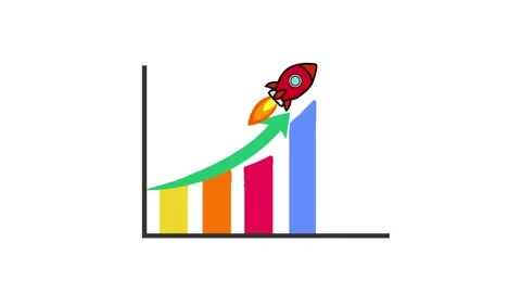 Business graph with arrow rocket animation 4k Stock Footage 267935520