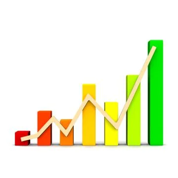 Business graph with arrows on grid. 3d rendering Stock Illustration