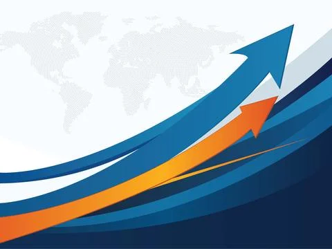 Business graph background. Background template business blue with world map. Stock Illustration