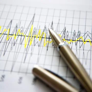 Business graph in blur background Stock Photos