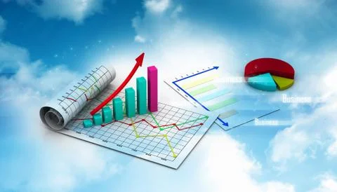 Business graph with chart in abstract background. Stock Illustration