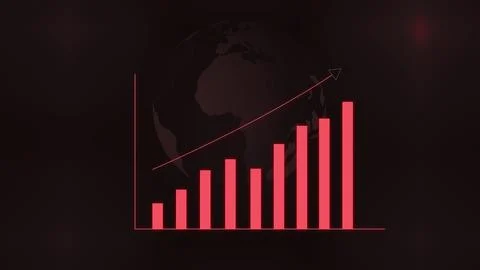 Business Graph Chart arrows and indicating profit in the world map illustra.. Stock Illustration