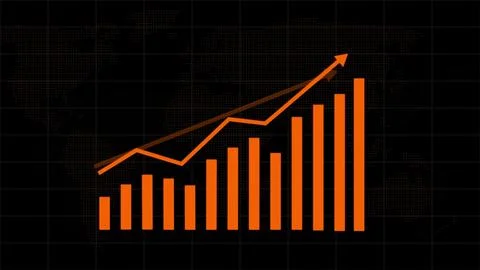 Business Graph Chart arrows and indicating profit in the world map illustra.. Stock Illustration