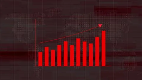 Business Graph Chart arrows and indicating profit in the world map illustra.. Stock Illustration