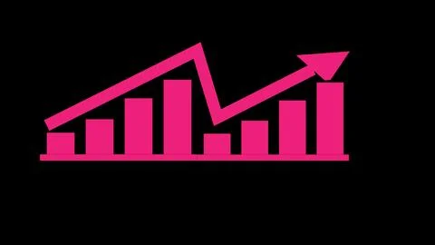 Business Graph Chart arrows and indicating profit in the black background. Stock Illustration