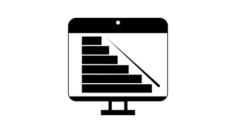 Business Graph Chart Icon Animation with computer screen for Financial Insights. Stock Footage 286145534