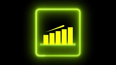 Business Graph chart icon animation with neon glowing Yellow line box. Stock Footage 286145632