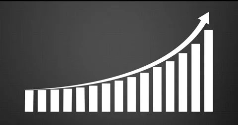 Business graph chart icon with growing business upward animation. Arrow rising o Stock Footage 338185188