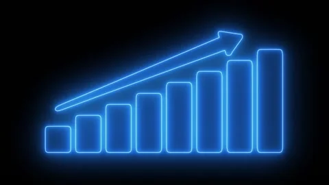 Business graph chart neon icon animation isolated on black background 스톡 동영상 321469696