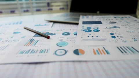 Business graph chart report paper phone pencil on table Stock Footage 293515010