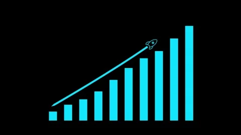 Business Graph chart With rocket growth animation, graph chart with growing Stock Footage 296812648