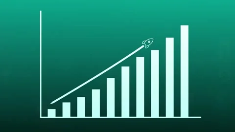 Business Graph chart With rocket growth animation, graph chart with growing Stock Footage 296812659