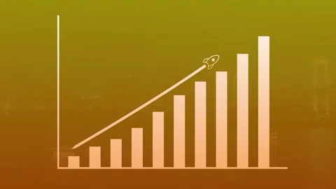 Business Graph chart With rocket growth animation, graph chart with growing Stock Footage 296812677