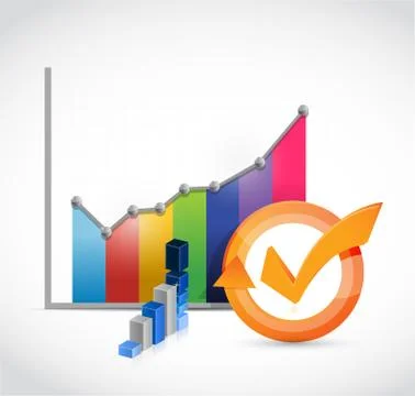 Business graph check mark cycle Stock Illustration