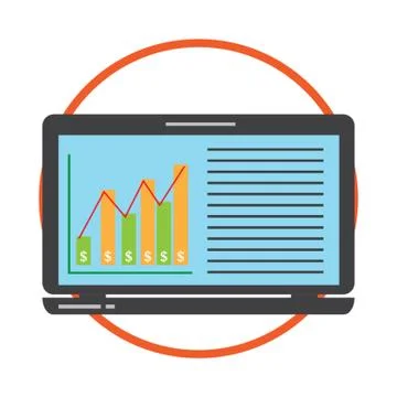 Business Graph On Computer Display Illustrazione stock