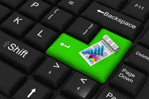 Business graph on computer key Illustrazione stock