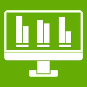 Business graph at computer screen icon green Illustrazione stock