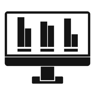 Business graph at computer screen icon Illustrazione stock