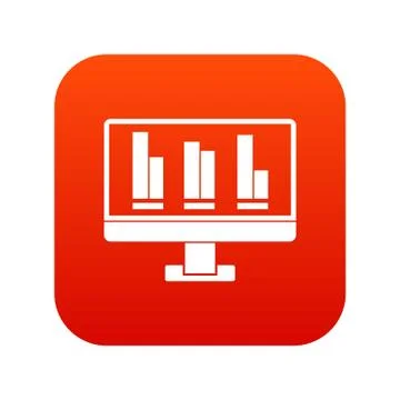 Business graph at computer screen icon digital red 스톡 일러스트