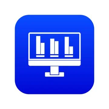 Business graph at computer screen icon digital blue 스톡 일러스트