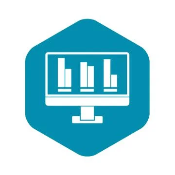 Business graph at computer screen icon Stock Illustration