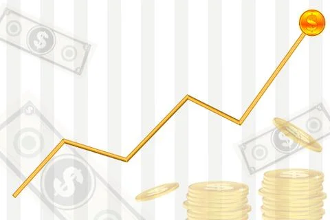 Business graph with dollar Stock Illustration