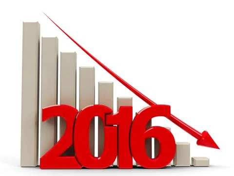 Business graph down 2016 Illustrazione stock