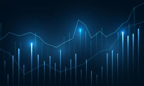 Business graph in the form of a candlestick chart. Dark blue abstract technology Stock Illustration