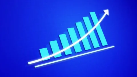 Business graph up with glowing arrow and zoom out camera movement Stock Footage 303450439