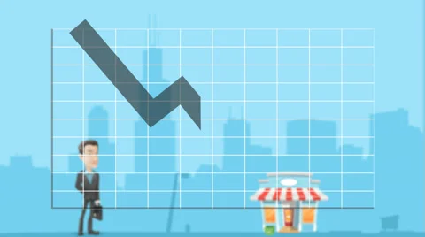 Business graph going up and down drawn. Businessman standing in background Stock Footage 42770365