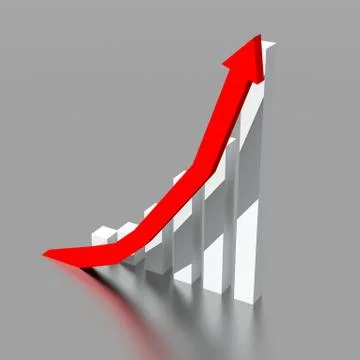 Business graph with going up red arrow Stock Illustration