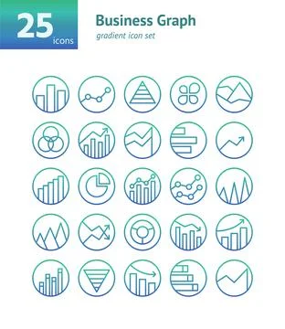 Business Graph gradient icon set. Vector and  Illustration. 스톡 일러스트