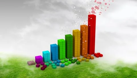 Business graph in grass background Stock Illustration