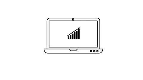 Business graph growth analysis 4k animation in laptop Stock Footage 258432091