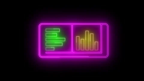 Business Graph icon animation with neon glowing line. Stock Footage 286145669